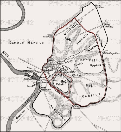 Roma quadrata, the original pomerium of the ancient city of Rome