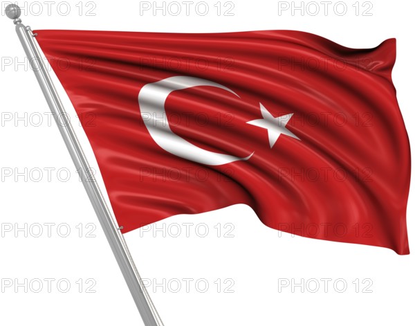 Flag of Turkey, This is a computer generated and 3d rendered image