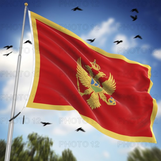Flag of Montenegro, This is a computer generated and 3d rendered image