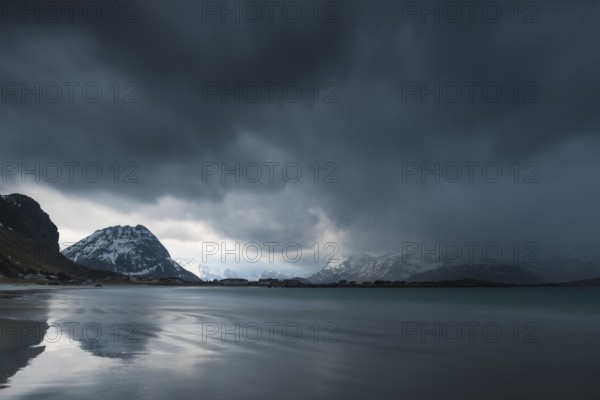 Dramatic clouds over the Atlantic Ocean, Ramberg, Lofoten, Nordland, Norway, March 2015, Europe
