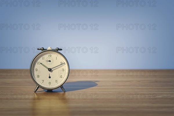Old Alarm Clock on the Wooden Table Rasnov, Romania, Europe