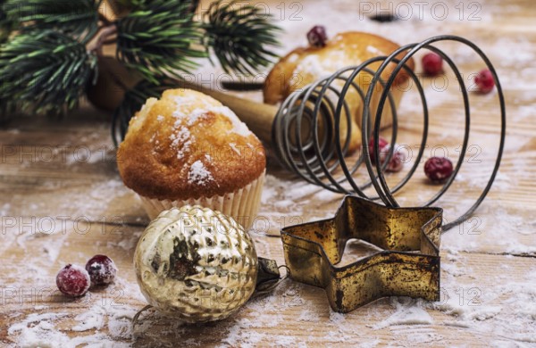 Sponge cake and Christmas characters to the new year holiday