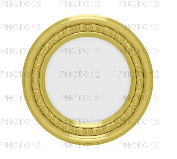 Isolated golden frame over white background