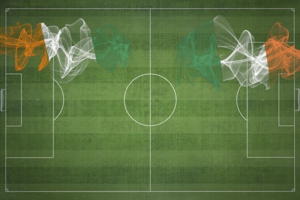 Ivory Coast vs Ireland Soccer Match, national colors, national flags, soccer field, football game, Competition concept, Copy space