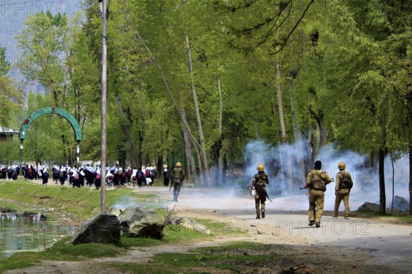 Kashmiri students protesting in Sopore area, Kashmir, India, Asia