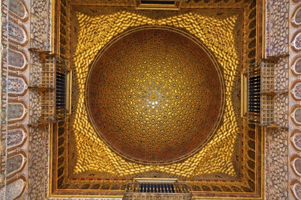 Spain, Andalusia. The Alcazar in Seville. Wooden dome in the Salon de Embajadores Austria, Europe