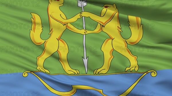 Eniseysk City Flag, Country Russia, Closeup View