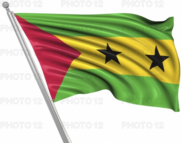Flag of Sao Tome and Principe, This is a computer generated and 3d rendered image