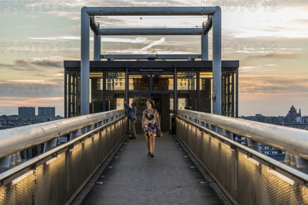 Pedestrian bridge at the Poelaert square, brussels, Belgium, July 2017, Europe