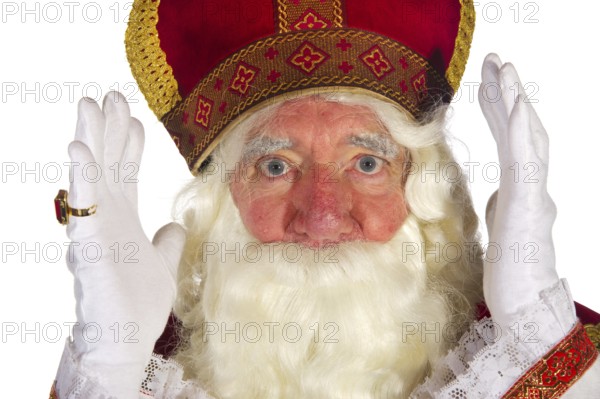 Portrait of the Dutch Sinterklaas isolated over white