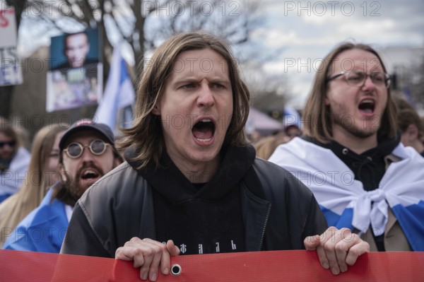17.03.2024, Berlin, Germany, Europe, Thousands of people protest in front of the Russian Embassy on Unter den Linden in Berlin's Mitte district under the title, Europe