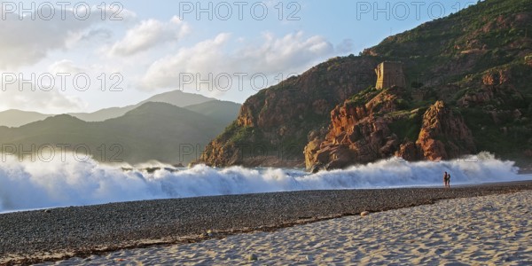 Surf waves on the beach of Porto, Corsica