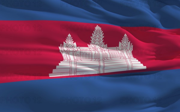 Fluttering flag of Cambodia on the wind