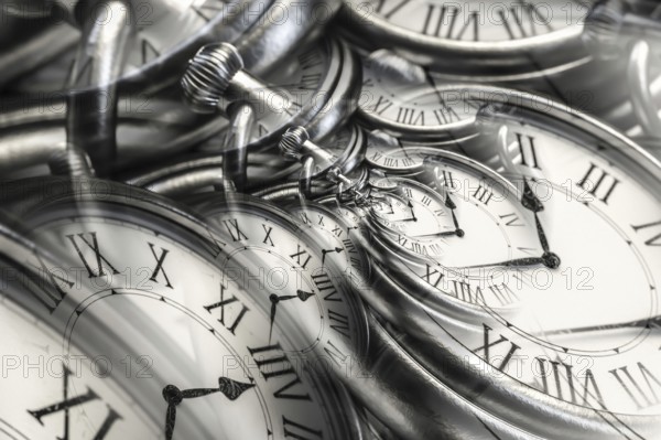 Droste effect background with infinite clock spiral. Abstract design for concepts related to time and deadline