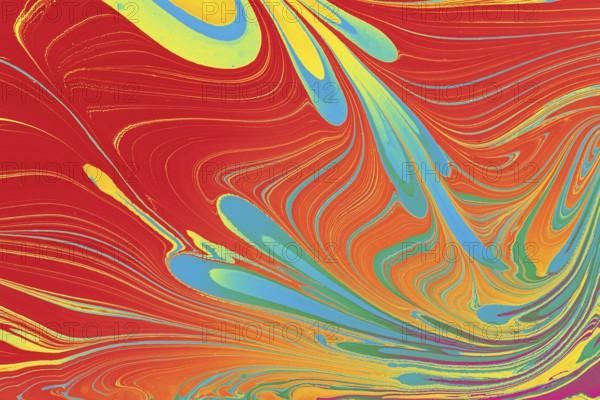 Abstract marbling floral pattern for fabric, tile design. background texture