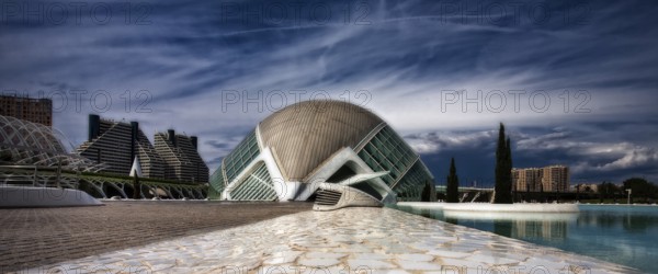 The Ciudad de las Artes y de las Ciencias is a science centre in Valencia. It was built between 1991 and 2006 and is located in the dry riverbed of the Río Turia. It was designed by the architect Santiago Calatrava and opened in July 1996