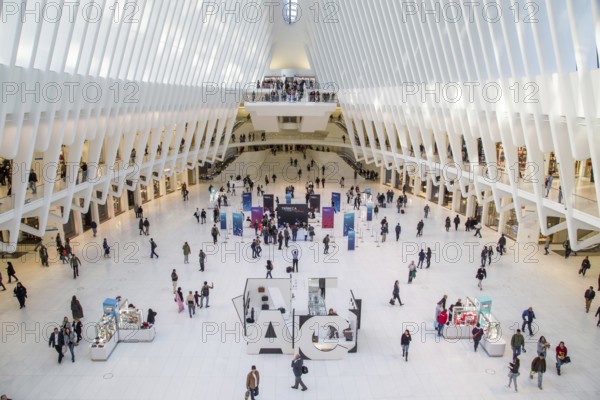 New York, United States of America, November 18, 2016: Interior view of the Oculus train station at the World Trade Center