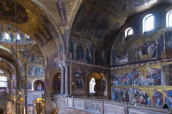 Interior view of St. Mark's Basilica, mosaics, frescoes, Venice, Veneto, Adriatic Sea, Northern Italy, Italy, Europe