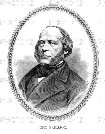 John Ericsson (July 31) (1803 ? March 8) (1889) was an American Swedish-born inventor and mechanical engineer, as was his brother, Nils Ericson. He was born at Långbanshyttan in Värmland, Sweden, but primarily came to be active in the United States. Engraving by Ida Falander (1842-1927), published in Starbäck, Bäckström: Berättelser ur Svenska Historien ca 1880, Europe