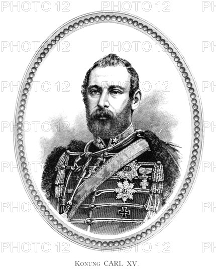 Charles XV IV (Carl Ludvig Eugen) (3 May 1826 ? 18 September 1872) was King of Sweden (as Karl XV) and Norway (as Karl IV) from 1859 until his death. Numbering Carl as Charles XV was by convention. Carl was actually the ninth Swedish king of that name. The Swedish kings Erik XIV (1560?68) and Charles IX (1604?11) took their high ordinal numbers in accord with the highly fictitious history of Johannes Magnus and their successors have been numbered in order. Engraving by Ida Falander (1842-1927), published in