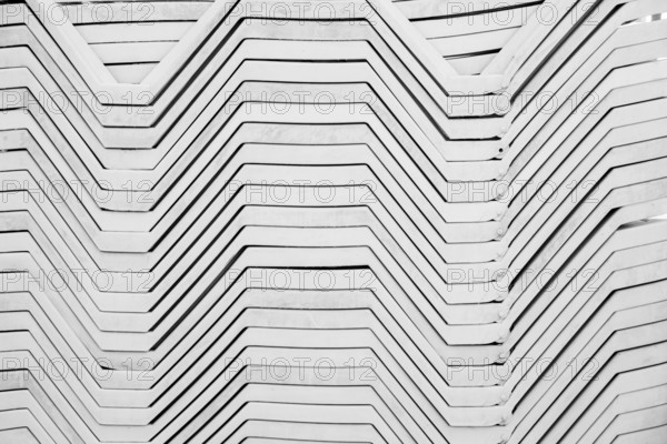 Deck chairs stacked inside each other