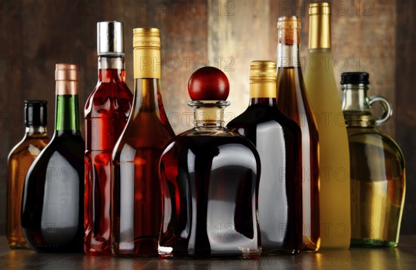Bottles of assorted alcoholic beverages