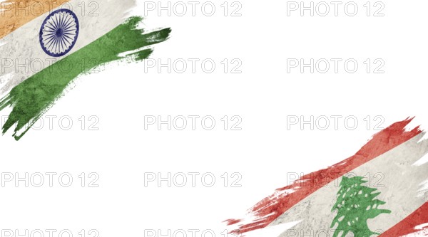 Flags of India and Lebanon on White Background