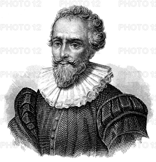 Portait of François de Malherbe, 1555 - 1628, a French poet, critic and translator, Portrait von François de Malherbe, 1555 - 1628, ein französischer Schriftsteller