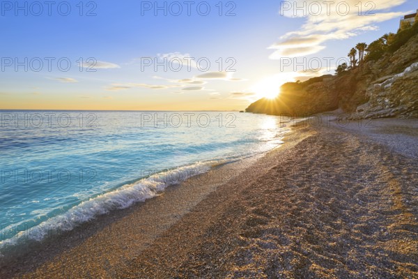 Esparrello beach playa in Villajoyosa of alicante in Spain also Asparrallo in Vila Joiosa at Costa Blanca