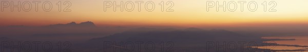 Evening atmosphere in the Rhine Valley, panoramic view from the Pfänder
