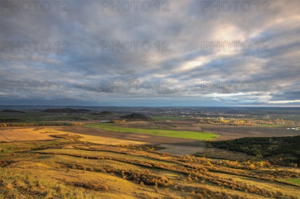 Amazing autumn view from Rana Hill in Central Bohemian Uplands, Czech Republic. Central Bohemian Uplands is a mountain range located in northern Bohemia. The range is about 80 km long
