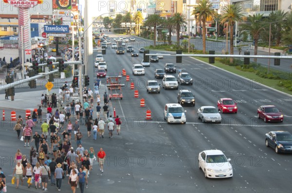 Las Vegas, Usa, July 15 2011: Rush busy hour with people and vechicles at the streets of Las Vegas USA