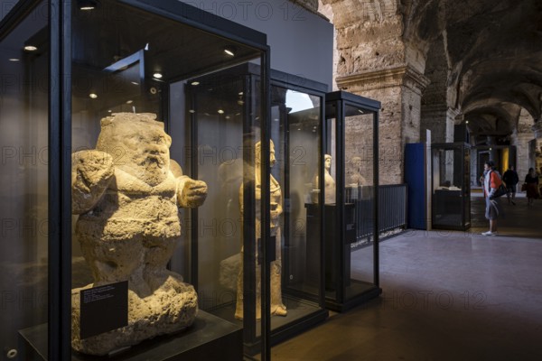Statuette of the Egyptian god Bes, from Elitia, sandstone, 4th-2nd cent, BCE, Cagliari museo arqueologico nazionale, The Coliseum, Rome, Lazio, Italy, Europe