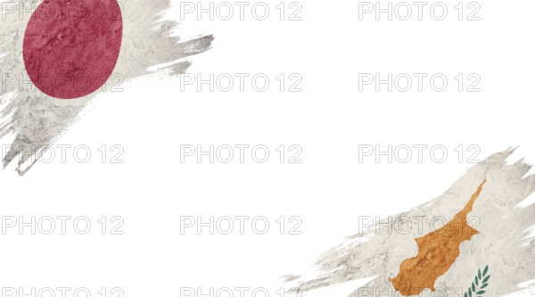 Flags of Japan and Cyprus on White Background