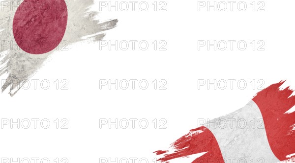 Flags of Japan and Peru on White Background