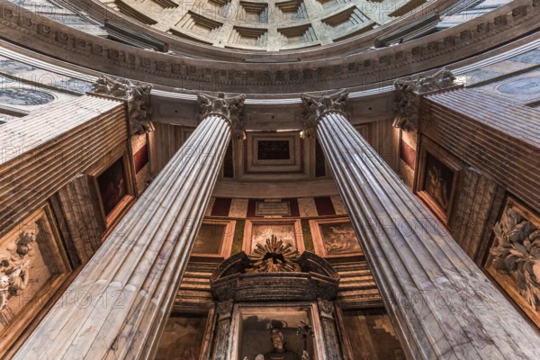 ROME, ITALY, JUNE 14, 2015 : interiors and architectural details of the pantheon, june 14, 2015, in Rome, Italy, Europe