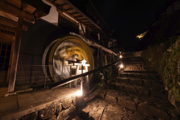 MAGOME, JAPAN - SEPTEMBER 20, 2024: The historic village of Magome (Magome-Juku) at night in Gifu Prefecture near the town of Nakatsugawa in Japan