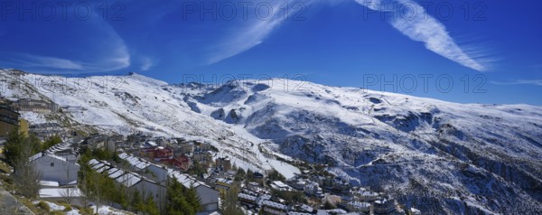 Sierra Nevada village and snow ski resort in Granada of Spain
