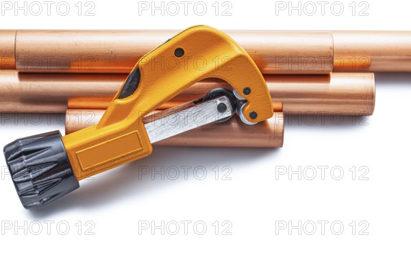 Pipecutter And Copper Pipe Isolated On White