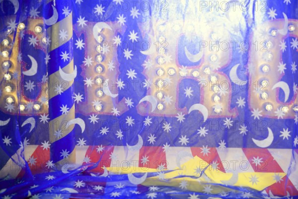 Circus concept metaphor recreation with clown equipment still life