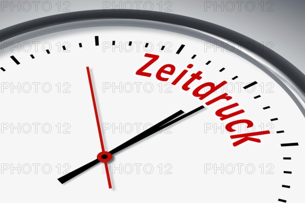 Eine Uhr mit Text Zeitdruck