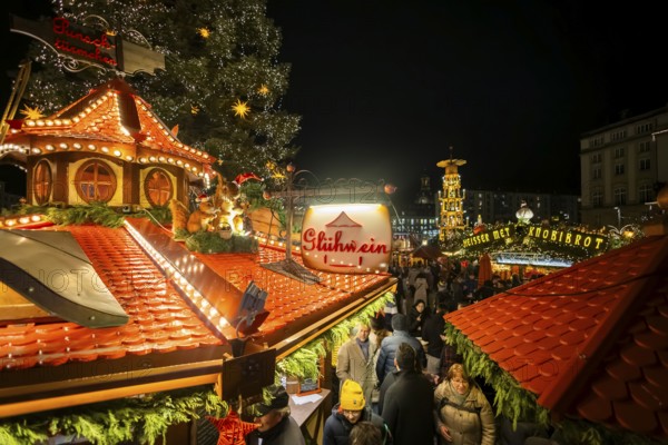 The Dresden Striezelmarkt is a Christmas market in Dresden. It has been held in Advent since 1434, usually on the Altmarkt square, and attracts an average of around two million visitors every year. It is the oldest certified Christmas market in Germany. Dresden, Saxony, Germany, Europe