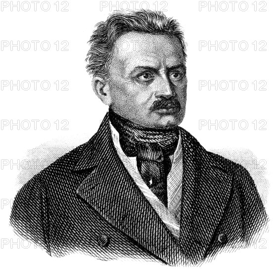 Portrait of Joseph Maria Ernst Christian Wilhelm von Radowitz, 1797 - 1853, conservative Prussian statesman and general, Portrait von Joseph Maria Ernst Christian Wilhelm von Radowitz, 1797 - 1853, preußischer Generalleutnant, Diplomat und Politiker
