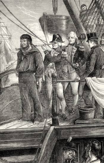 Nelson and the signal disregarding the order of his superior, Admiral Sir Hyde Parker, Battle of Copenhagen, April 2, 1801, From British Battles on Land and Sea by James Grant