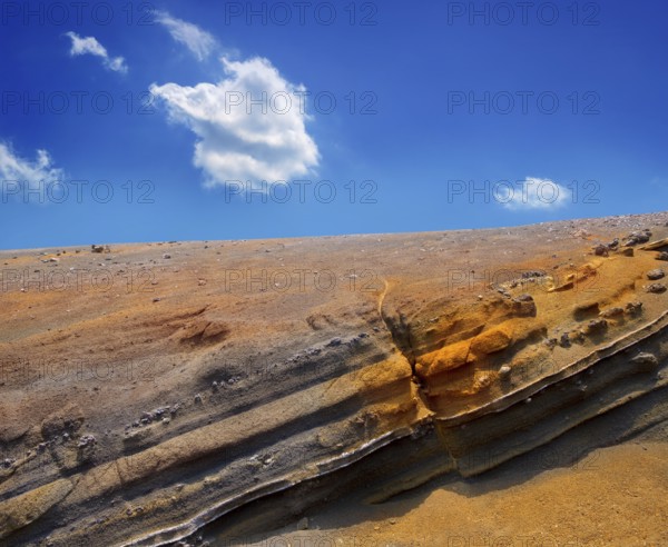 Teide National Park volcanic rocks under blue sky at Canary Islands