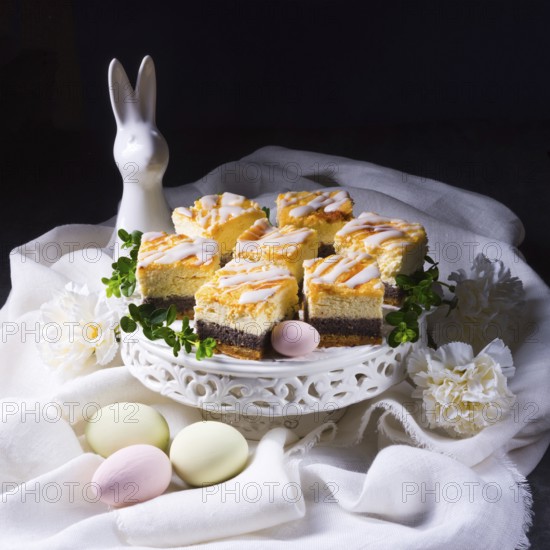 Delicious Easter poppy seed cake with white icing