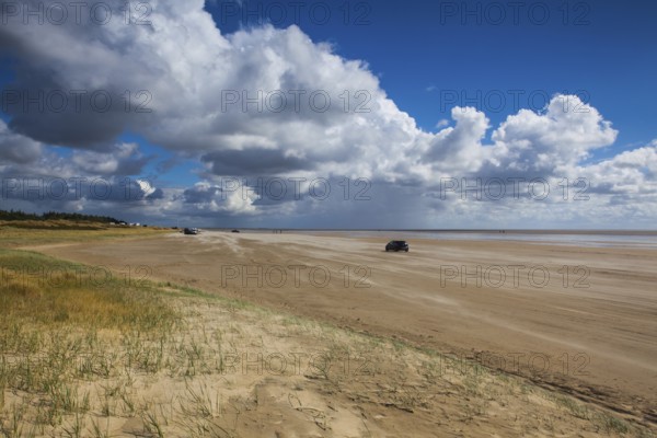 On the amazing Sonderstrand beach on the Romo peninsula, Jutland, Denmark. Scenery after heavy rain.This beach is favorite for kiteboarding, surfing etc