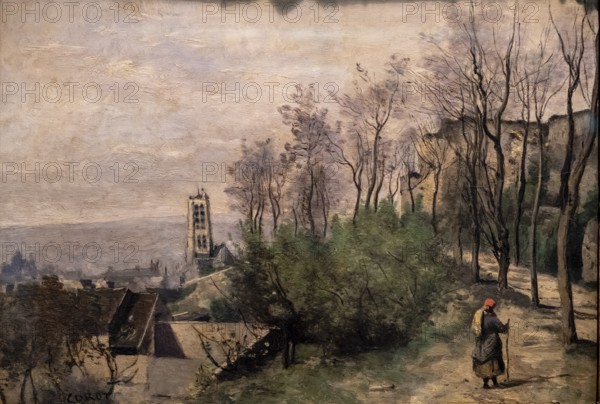 Chateau-Thierry, Corot, francia 1863, oleo sobre madera, Fundación Calouste Gulbenkian, («Fundação Calouste Gulbenkian»), Lisboa, Portugal, Europe