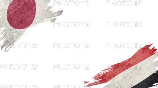 Flags of Japan and Yemen on White Background