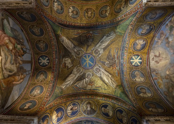 Ravenna, Archbishop's Chapel (6th century), also known as the Cappella Arcivescovile or Oratory of St Andrew, ceiling mosaic